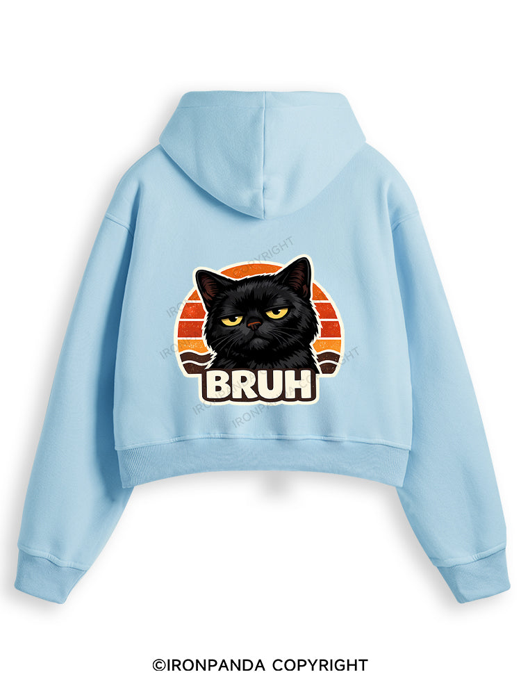BRUH Fleece Crop Zip Up Hoodie