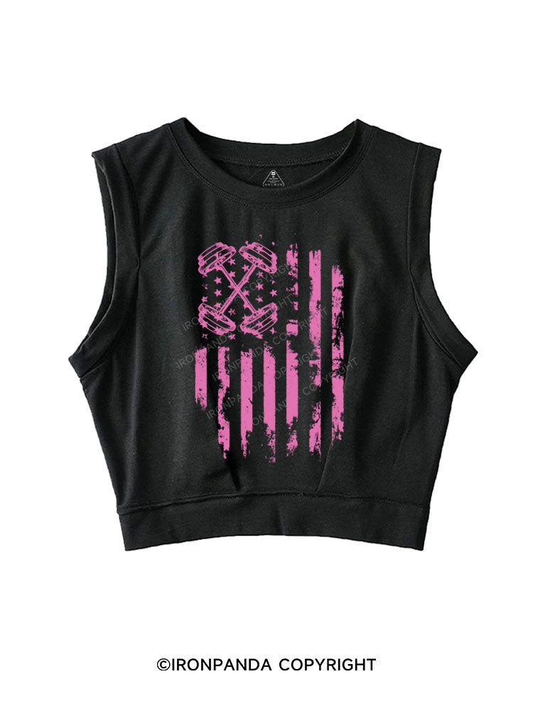 BARBELL FLAG Sleeveless Crop Tops