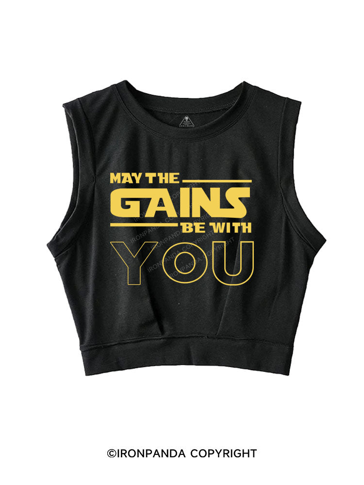 MAY THE GAINS BE WITH YOU Sleeveless Crop Tops