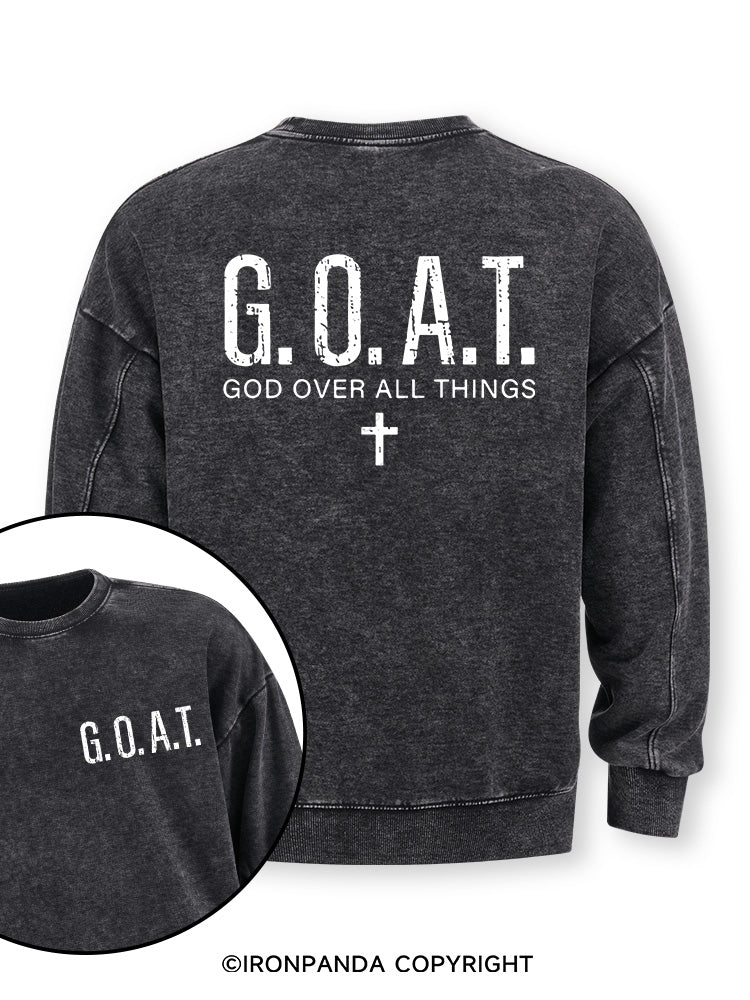 God over All Things Double-Sided Printed Washed Sweatshirt