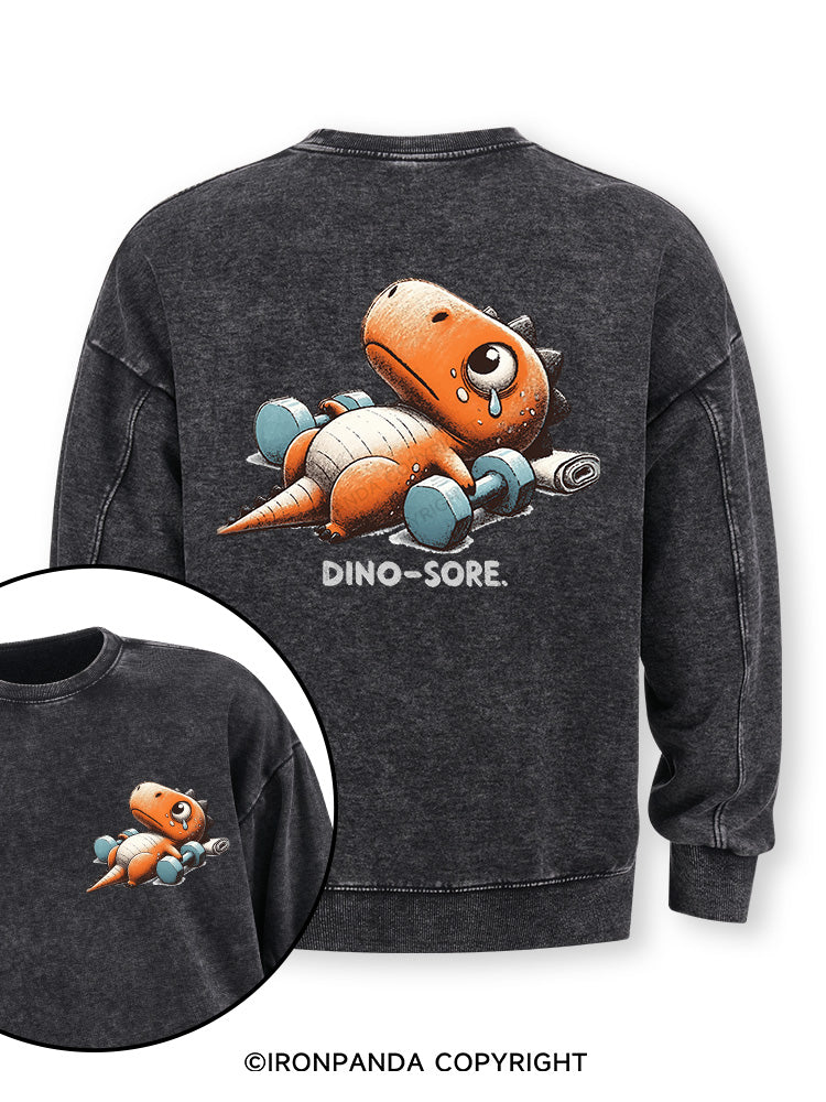 DINO-SORE AFTER WORKOUT Double-Sided Printed Washed Sweatshirt
