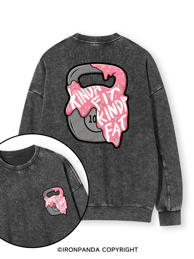 kinda fit sorta fat donut Double-Sided Printed Washed Sweatshirt