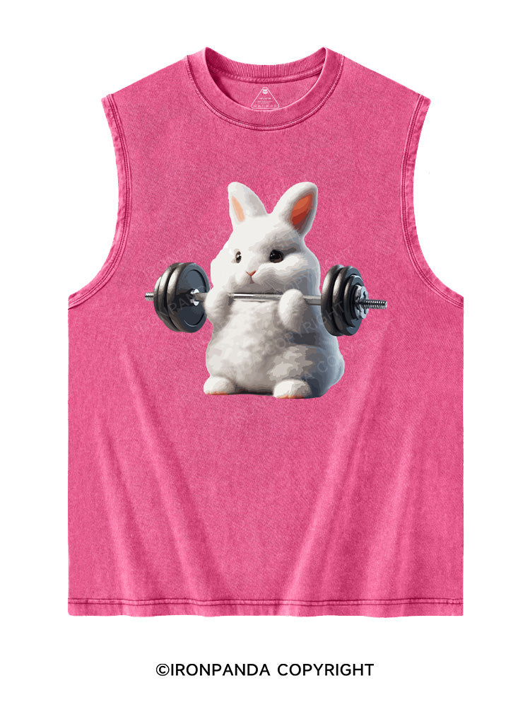Rabbit weightlifting Washed Tank