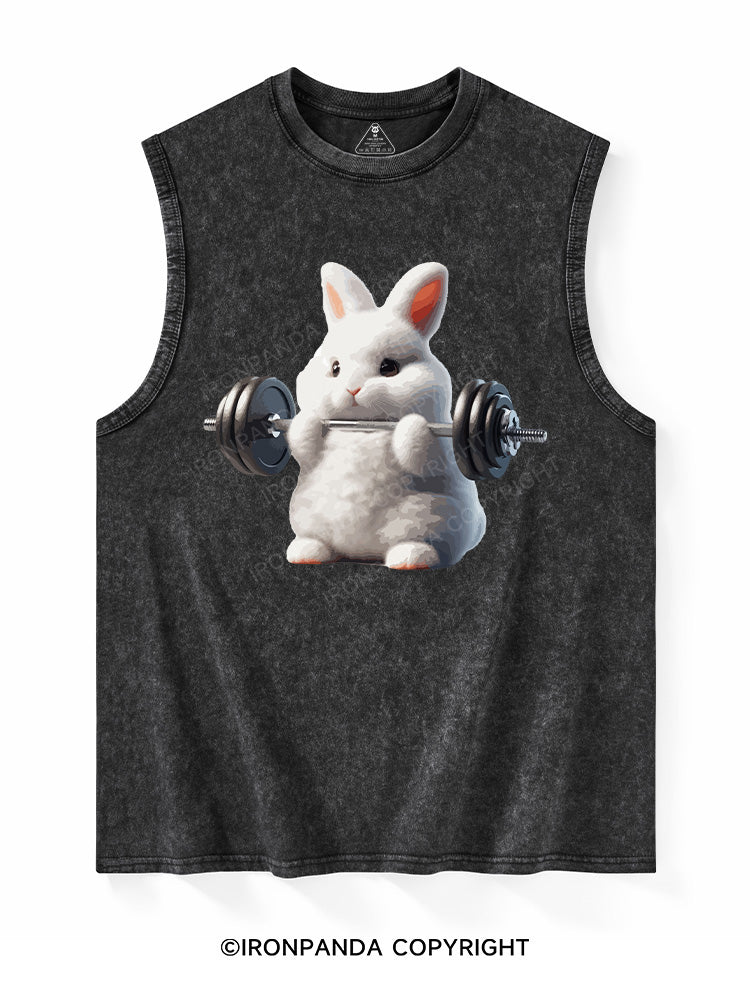 Rabbit weightlifting Washed Tank