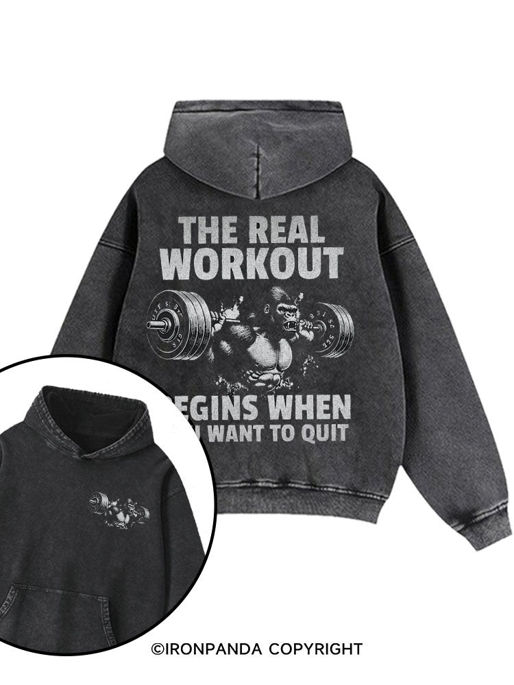 Gorilla  Printed Washed Gym Hoodie