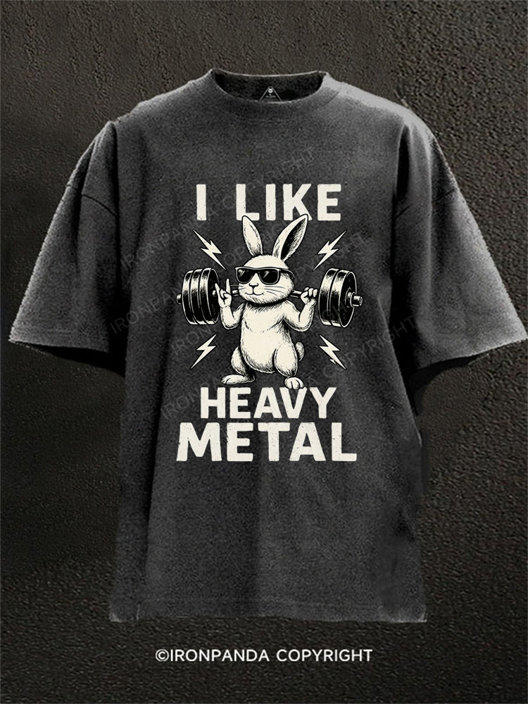 Funny Gym Bunny Lifting Barbell Rock On Workout Rabbit Washed Gym Shirt