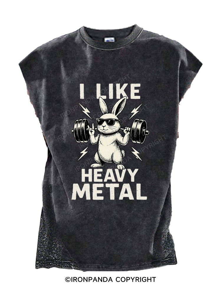 Funny Gym Bunny Lifting Barbell Rock On Workout Rabbit Cut Off Tank