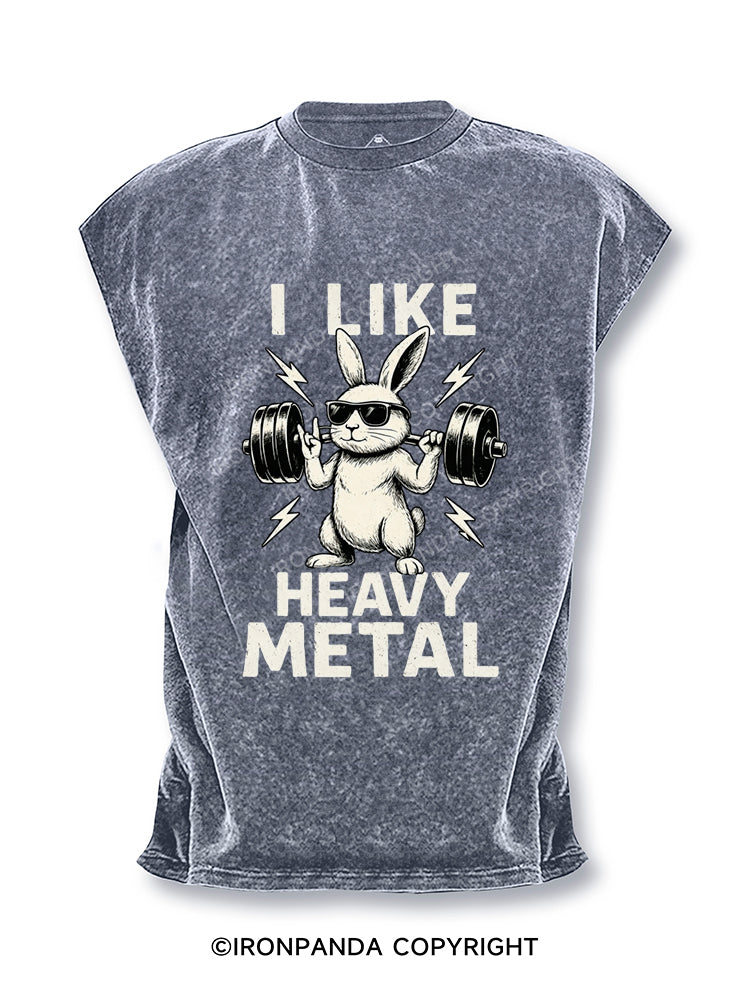 Funny Gym Bunny Lifting Barbell Rock On Workout Rabbit Cut Off Tank