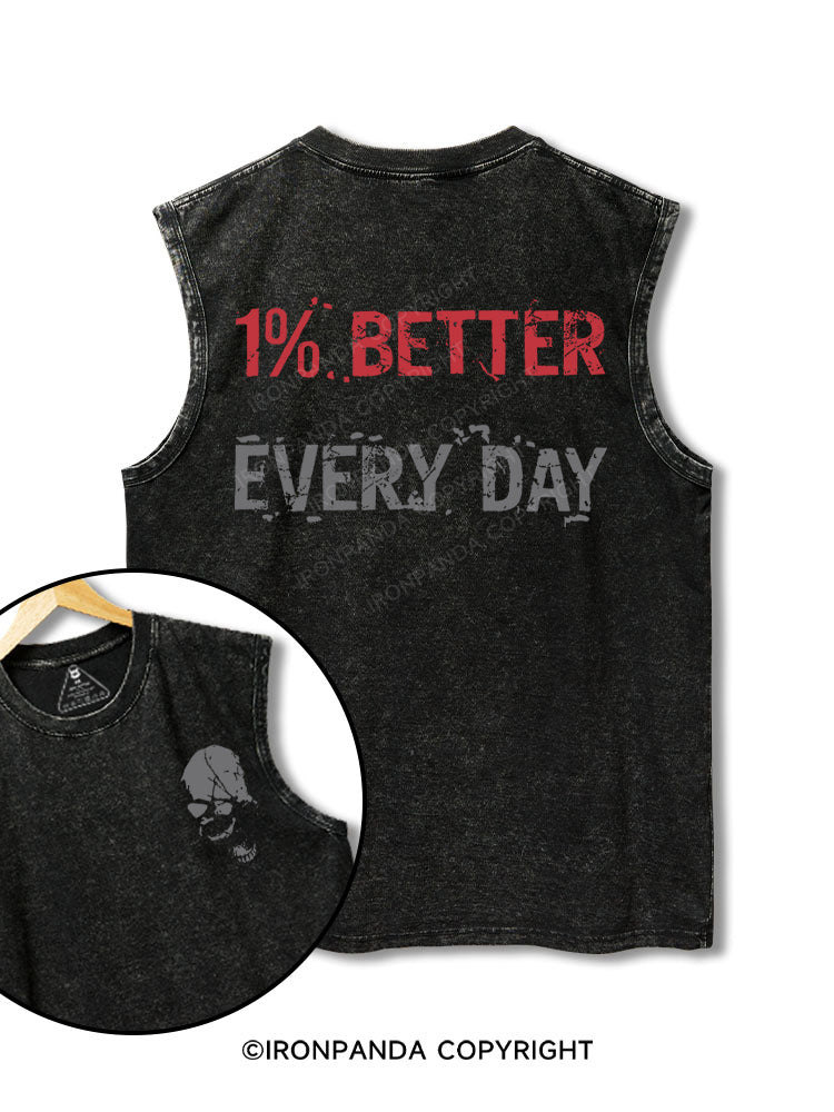 1% better every day printed Washed Gym tank