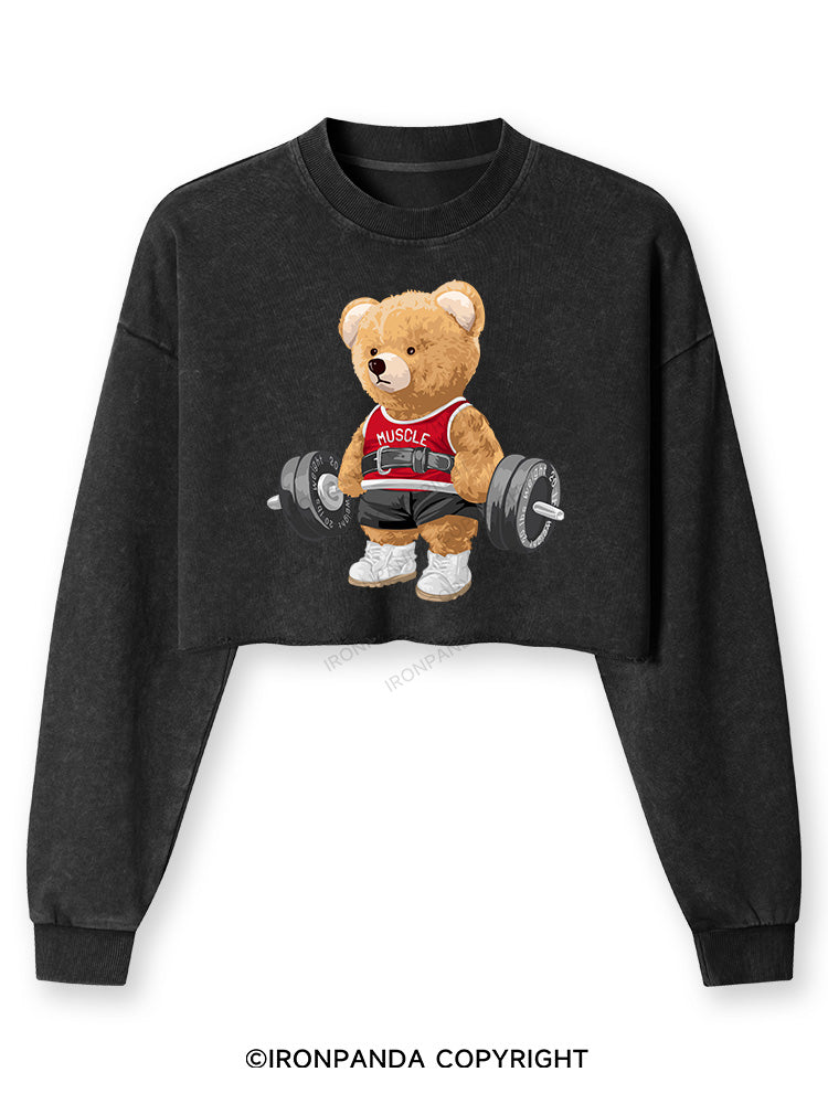 EXERCISE BEAR Washed Long-Sleeve Crop Top