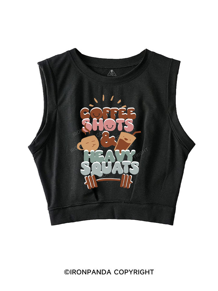 COFFEE SHOTS AND HEAVY SQUAT SLEEVELESS CROP TOPS