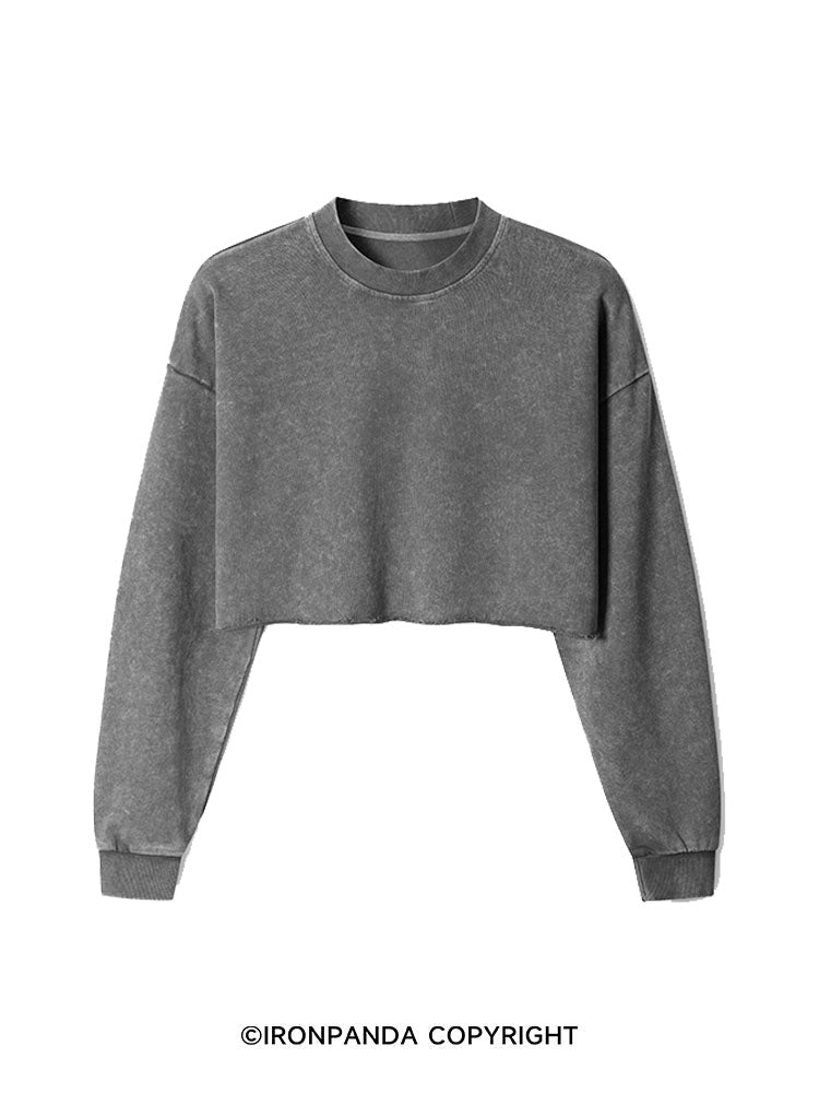 Washed Gray Long-Sleeve Crop Top