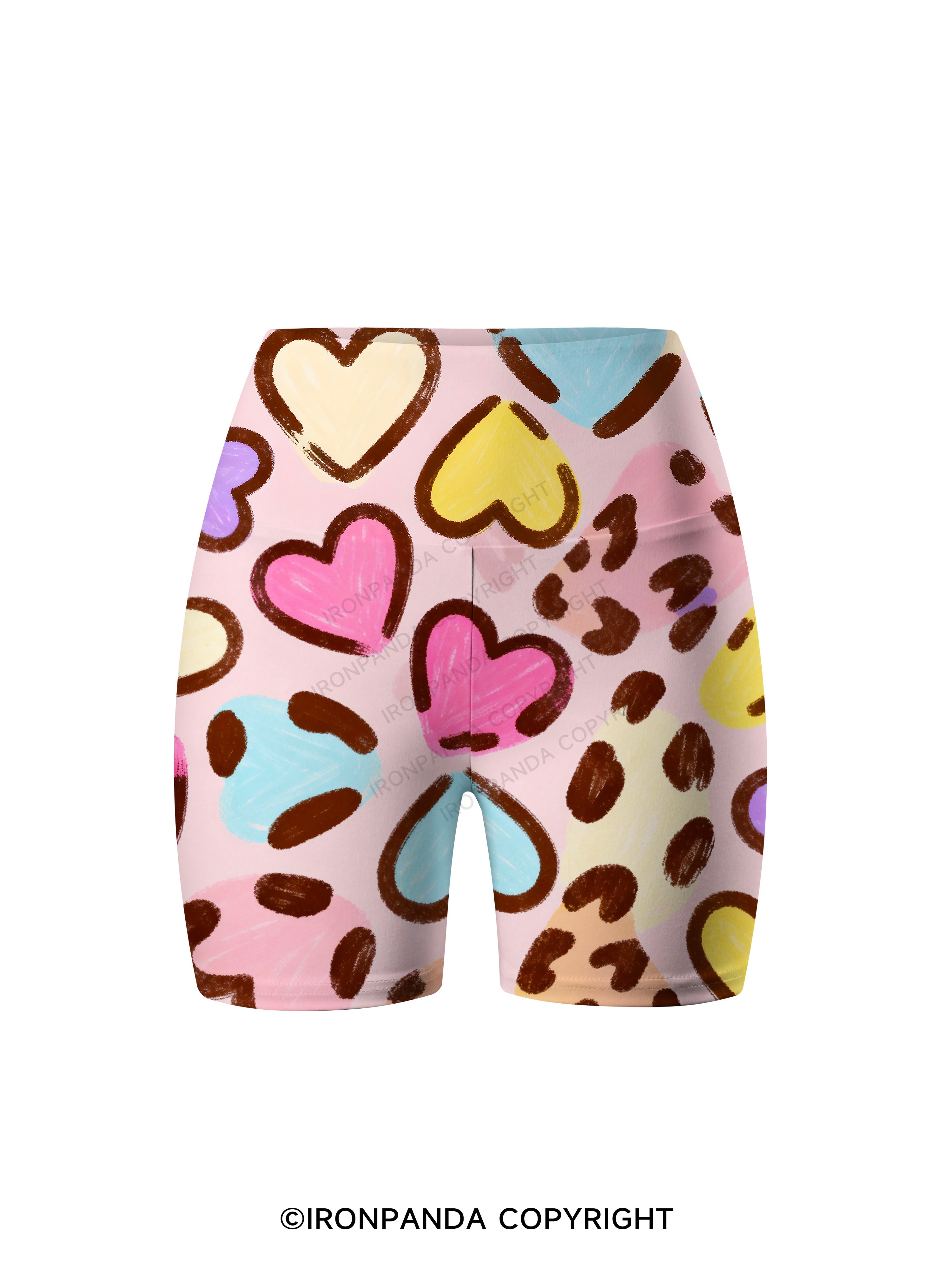 Sweetheart Leopard Printed Yoga Cycling Shorts