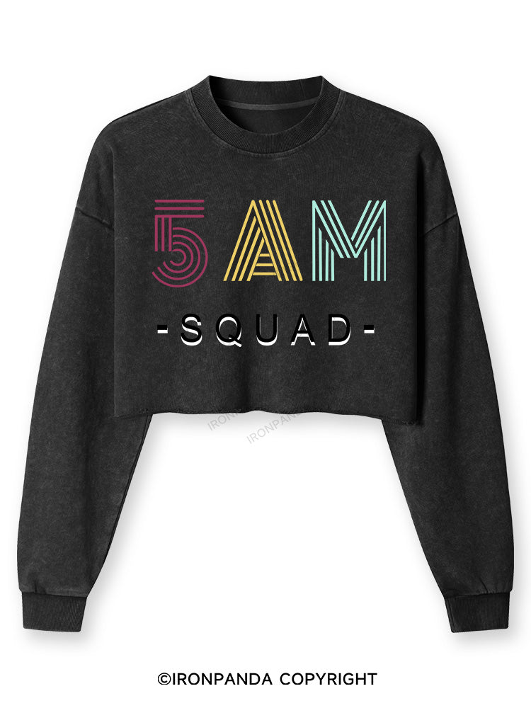 5 AM SQUAD Washed Long-Sleeve Crop Top