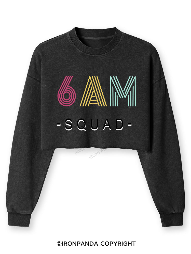 6 AM SQUAD Washed Long-Sleeve Crop Top