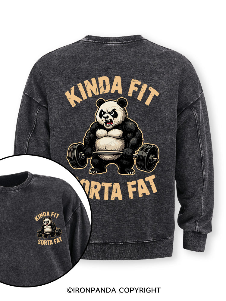 KINDA FIT SORTA FAT PANDA Double-Sided Printed Washed Sweatshirt