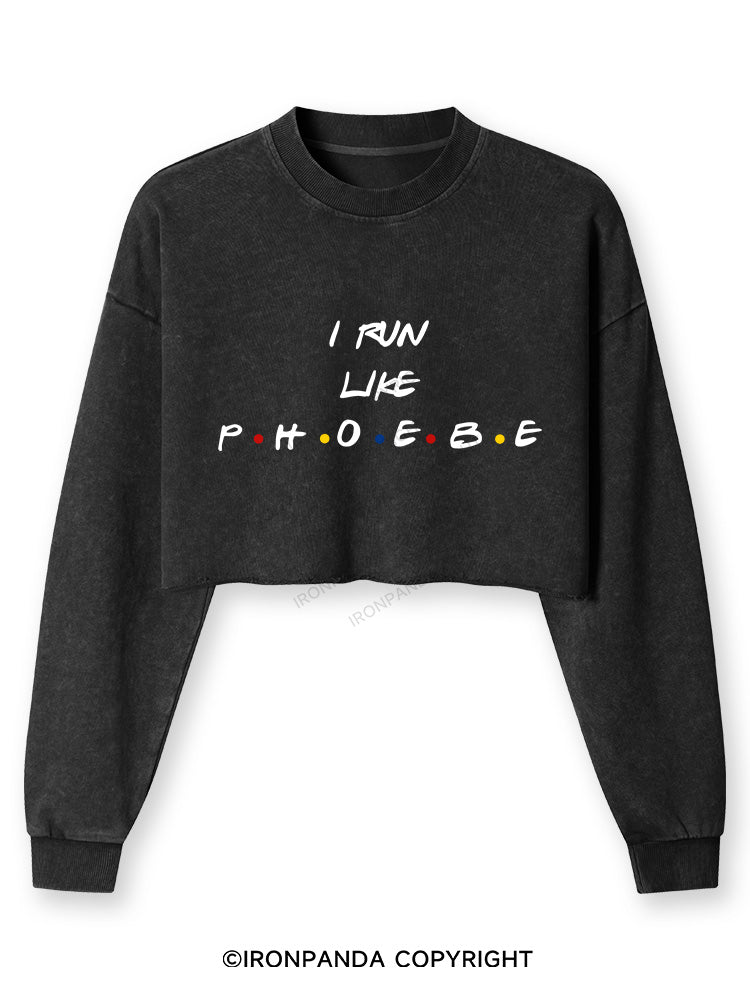I RUN LIKE PHOEBE Washed Long-Sleeve Crop Top