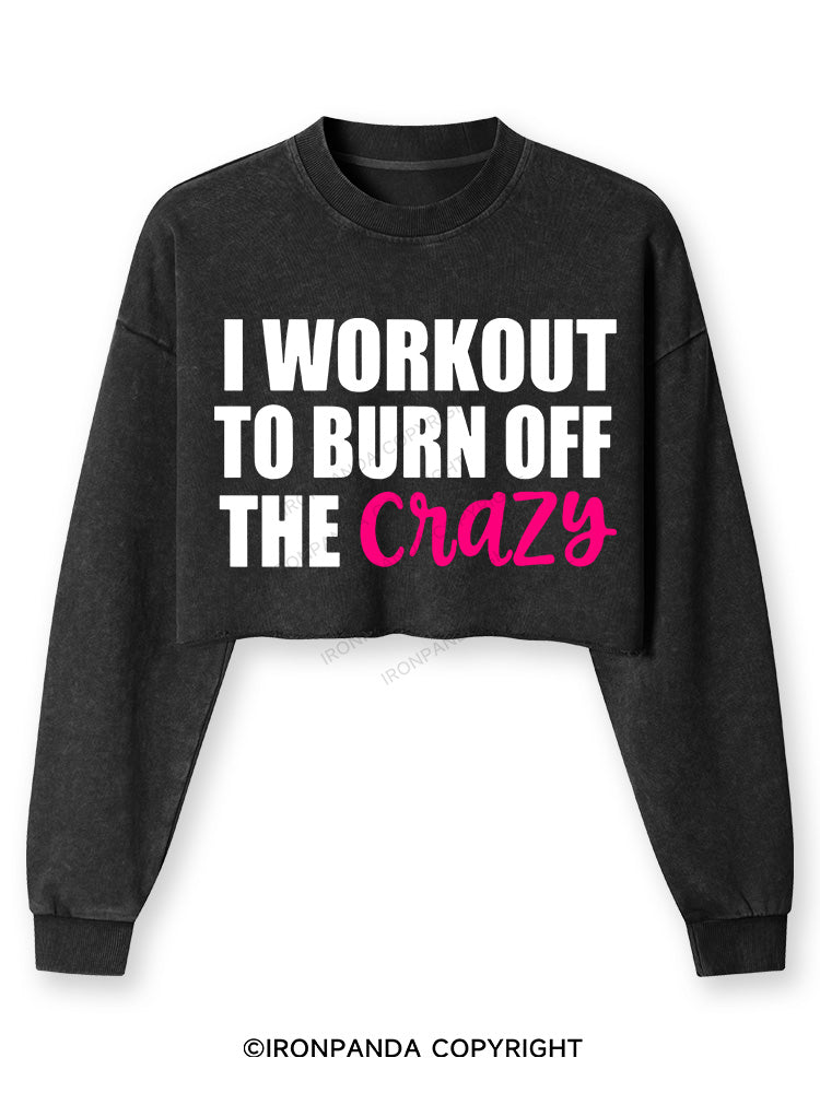 I Workout to Burn Off The Crazy Washed Long-Sleeve Crop Top
