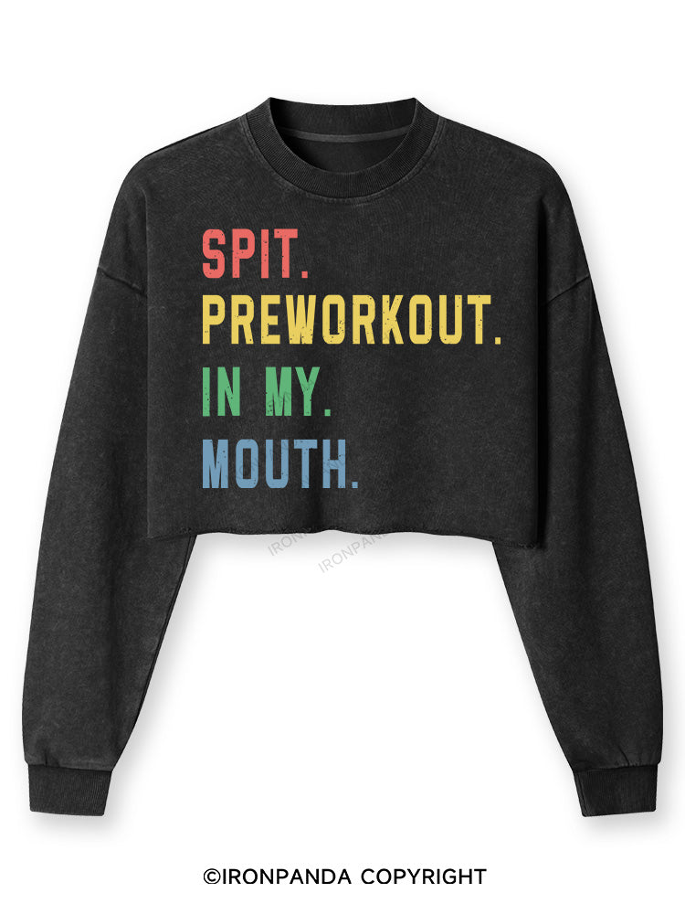 SPIT PREWORKOUT IN MY MOUTH Washed Long-Sleeve Crop Top