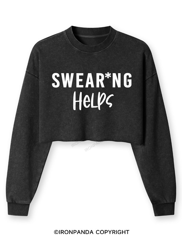 SWEAR*NG HELPS Washed Long-Sleeve Crop Top