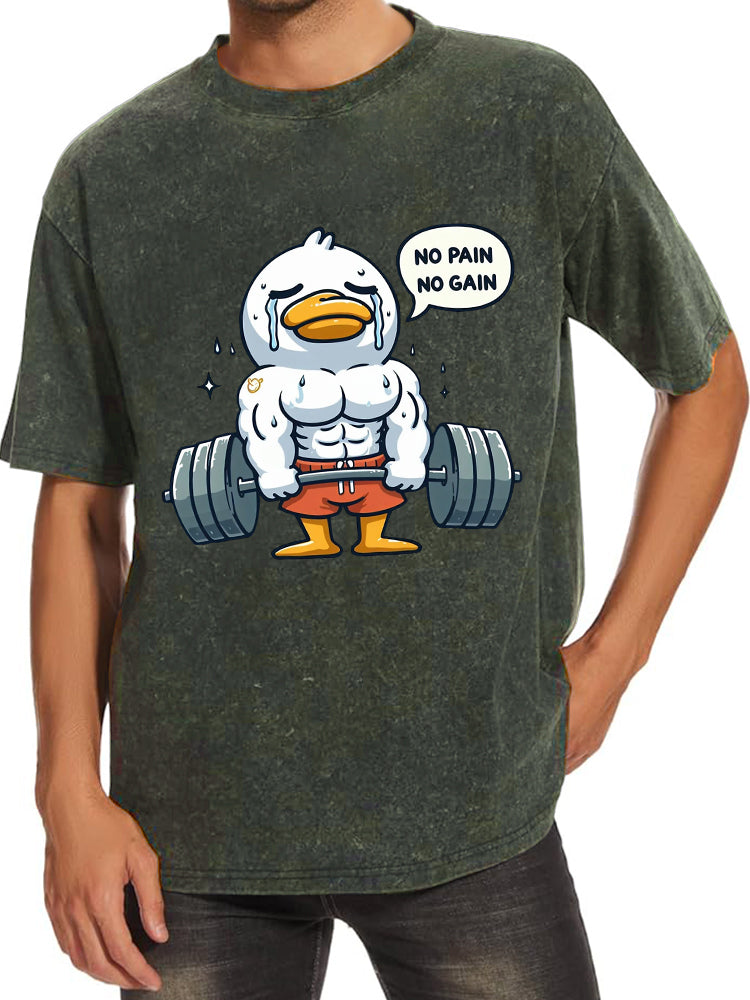 No Pain No Gain Duck Washed Gym Shirt