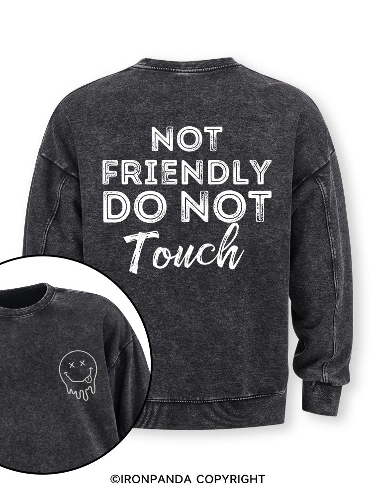 Not friendly, do not touch Double-Sided Printed Washed Sweatshirt