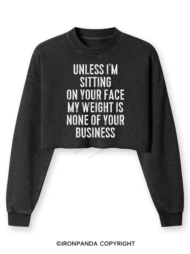 UNLESS I'M SITTING ON YOUR FACE Washed Long-Sleeve Crop Top