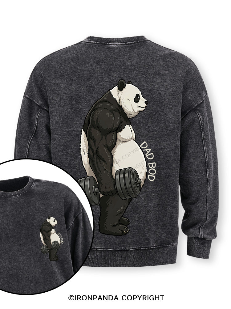 Dad Bod Panda Double-Sided Printed Washed Sweatshirt