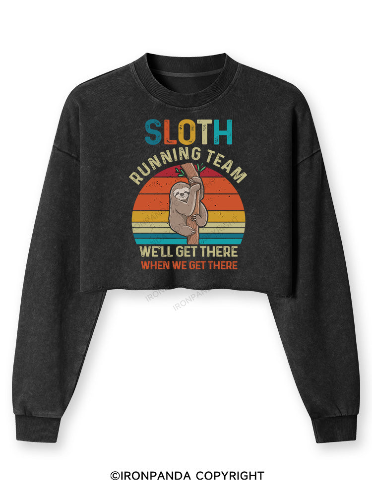 SLOTH RUNNING TEAM Washed Long-Sleeve Crop Top