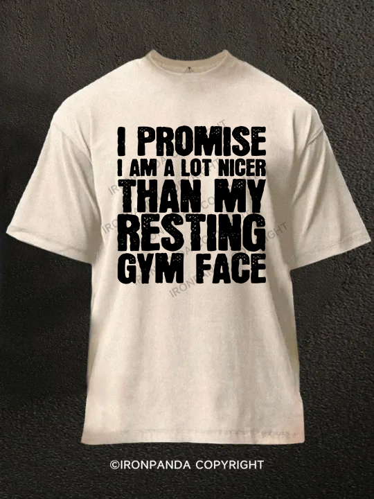 Nicer Than My Resting GYM Face Washed Gym Shirt