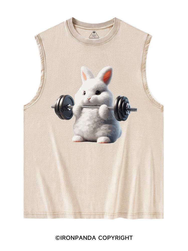 Rabbit weightlifting Washed Tank