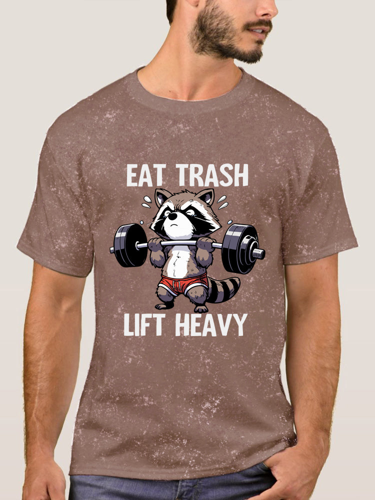 Eat Trash Lift Heavy Washed Gym Shirt