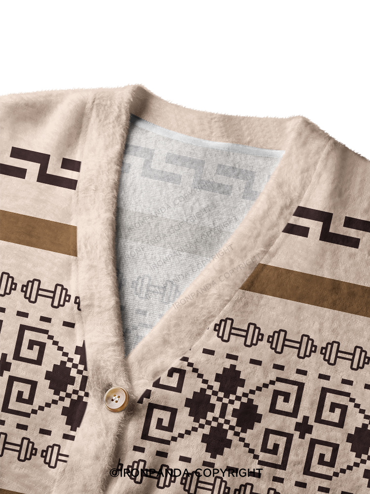 American Navajo Style Fitness Dumbbell Ugly Cardigan Sweater