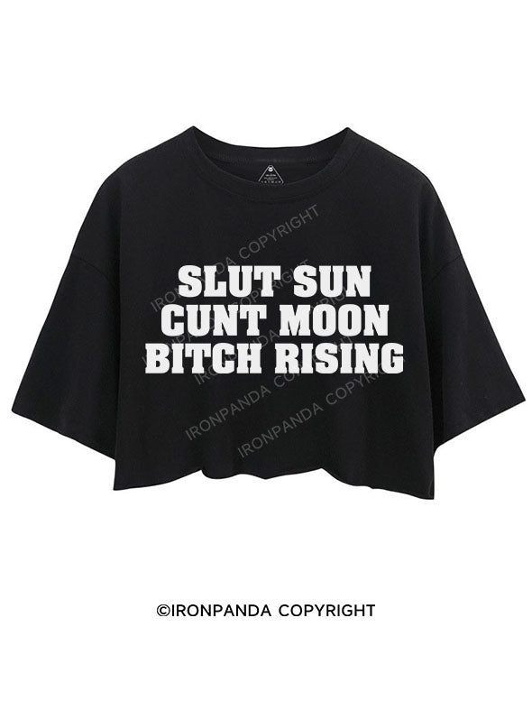 SLUT SUN CUNT MOON BITCH RISING CROP TOPS
