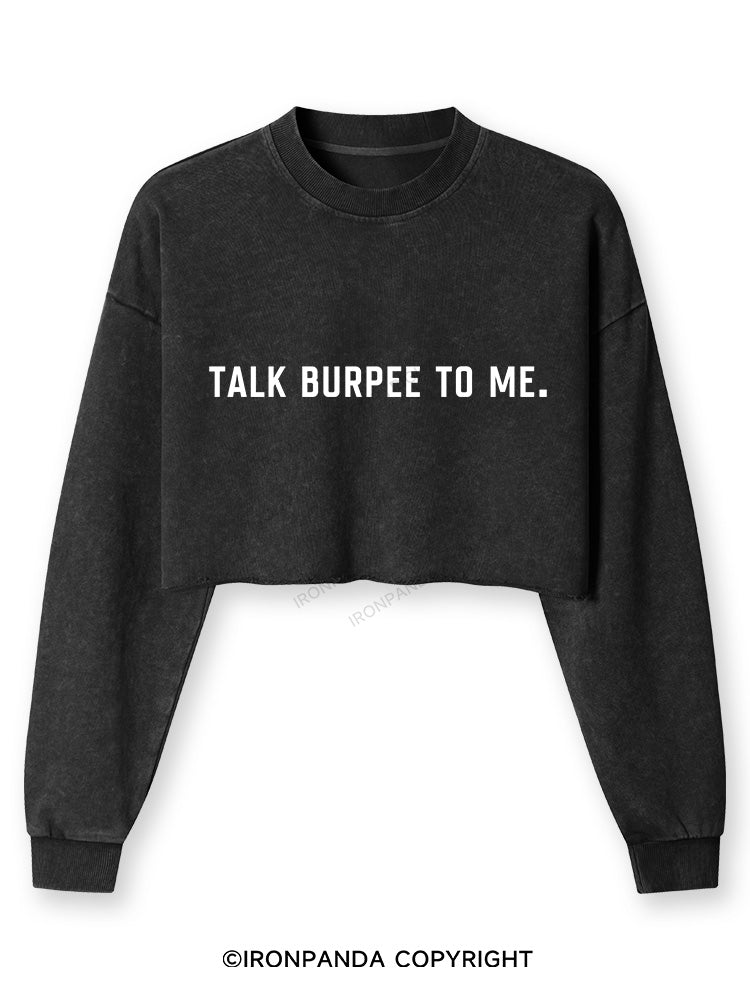 TALK BURPEE TO ME Washed Long-Sleeve Crop Top