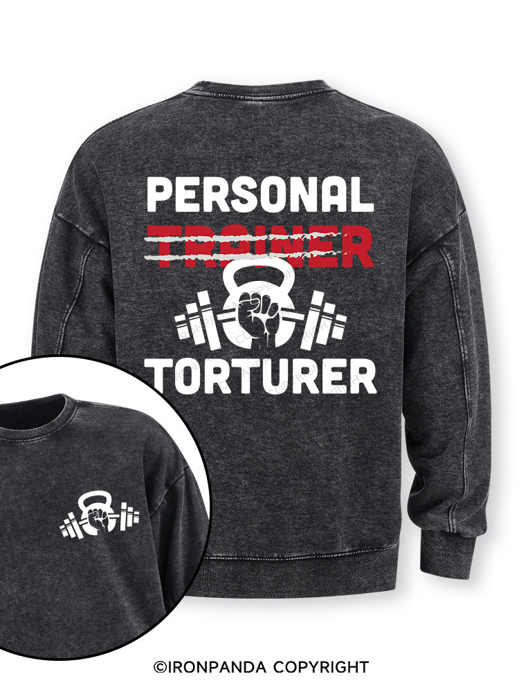 Personal Trainer torturer Double-Sided Printed Washed Sweatshirt