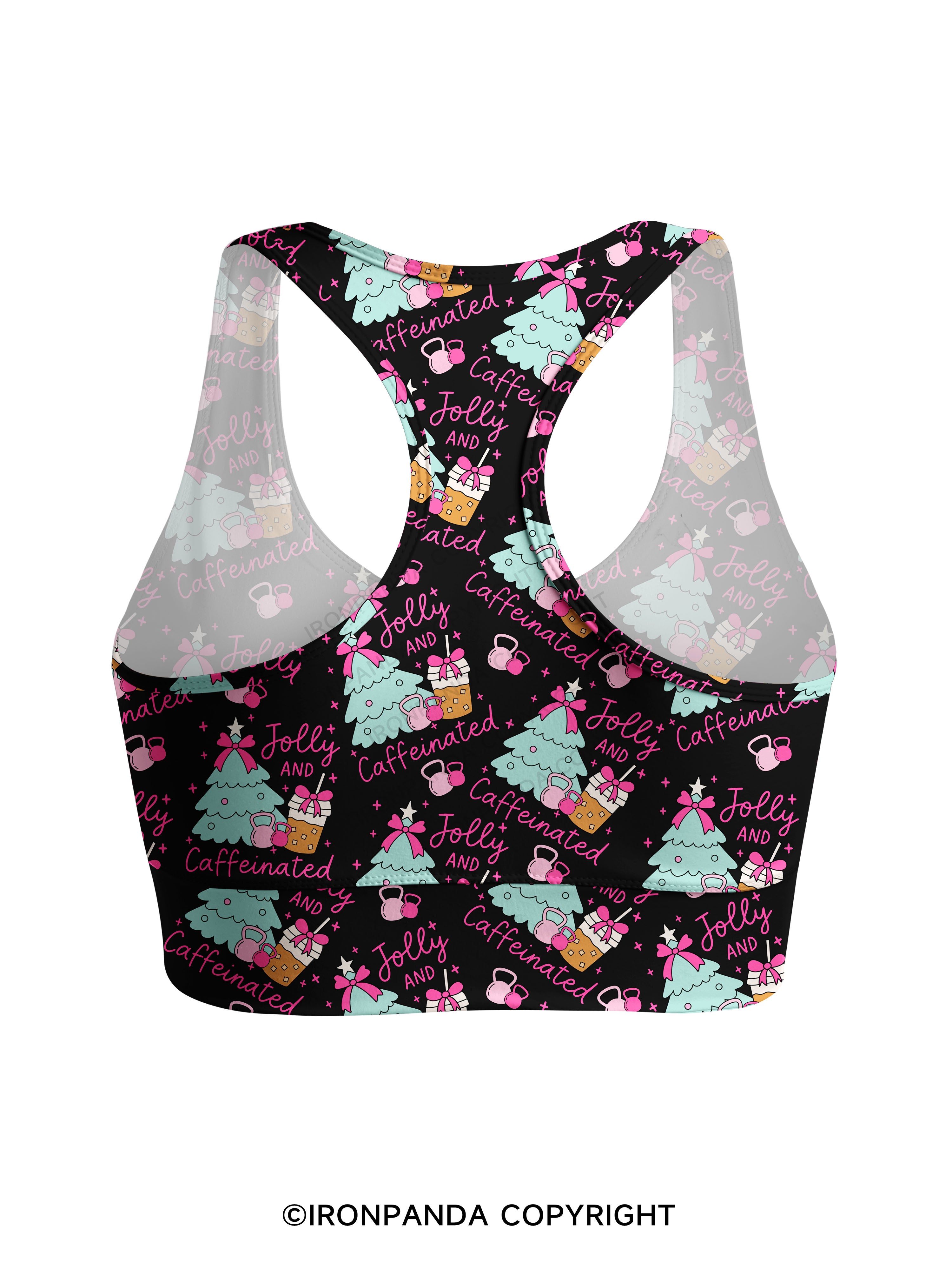 JOLLY AND CAFFEINATED Racerback Sports Bra