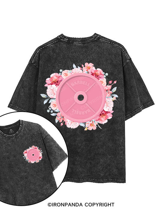 Pink barbell printed Gym Shirt