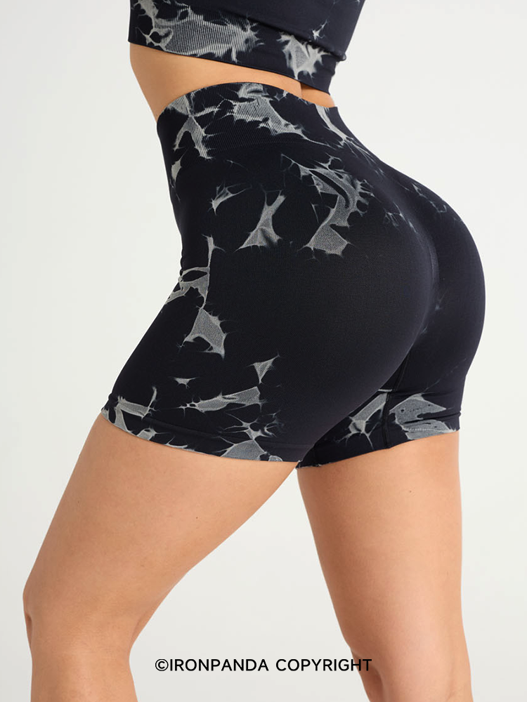 High-Waist Tie-Dye Yoga Shorts
