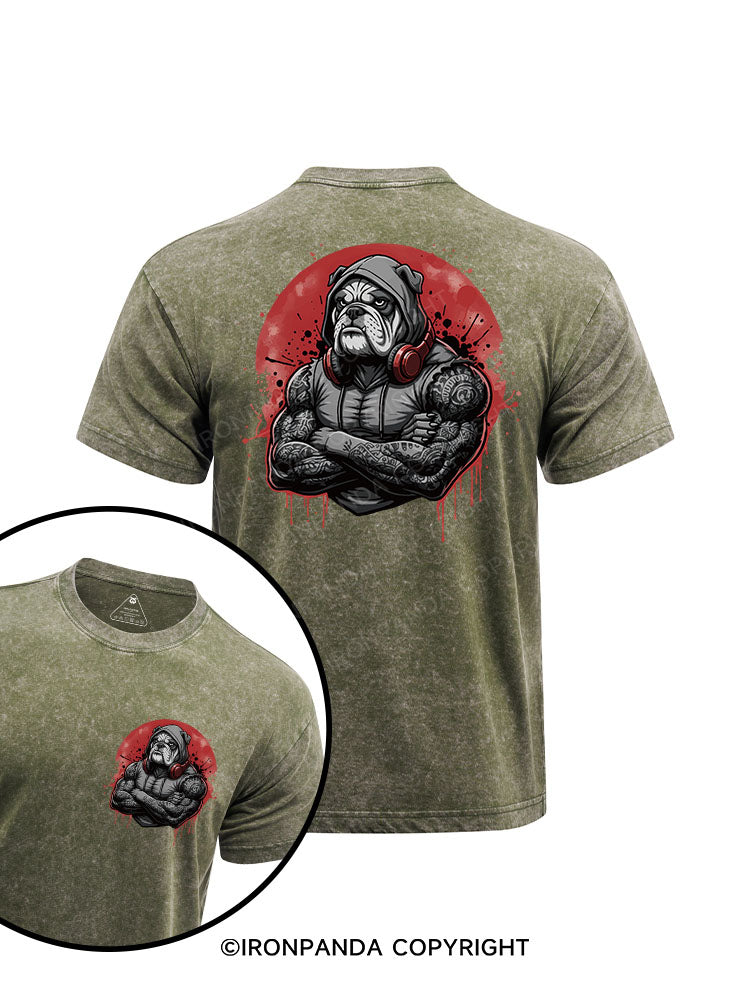 Beast Mode Dog printed Washed Gym Shirt