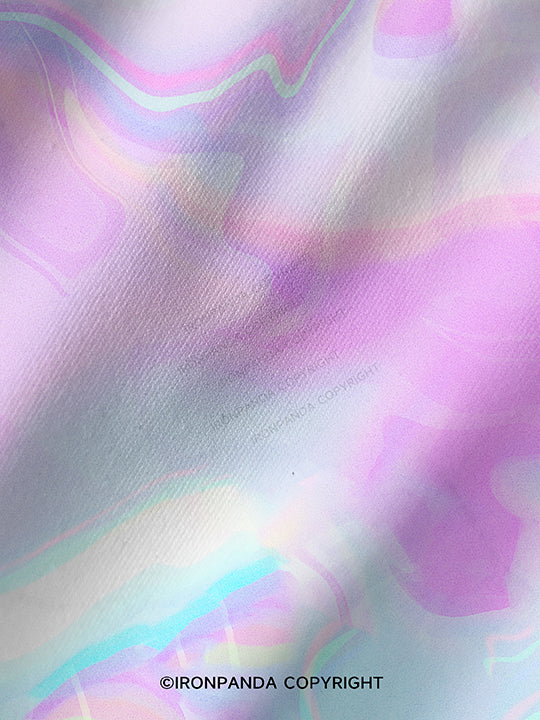 Lavender Hologram Swirl Printed Yoga Shorts