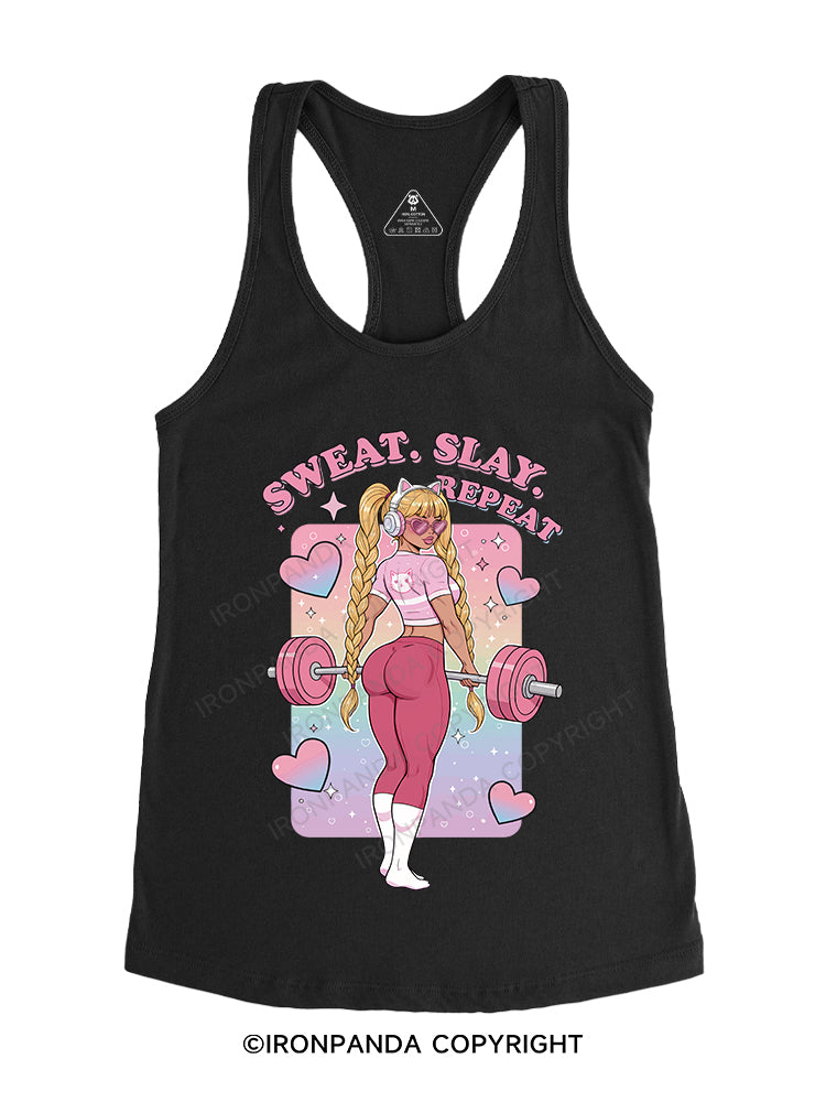 SWEAT. SLAY. REPEAT Gym Racerback Tank