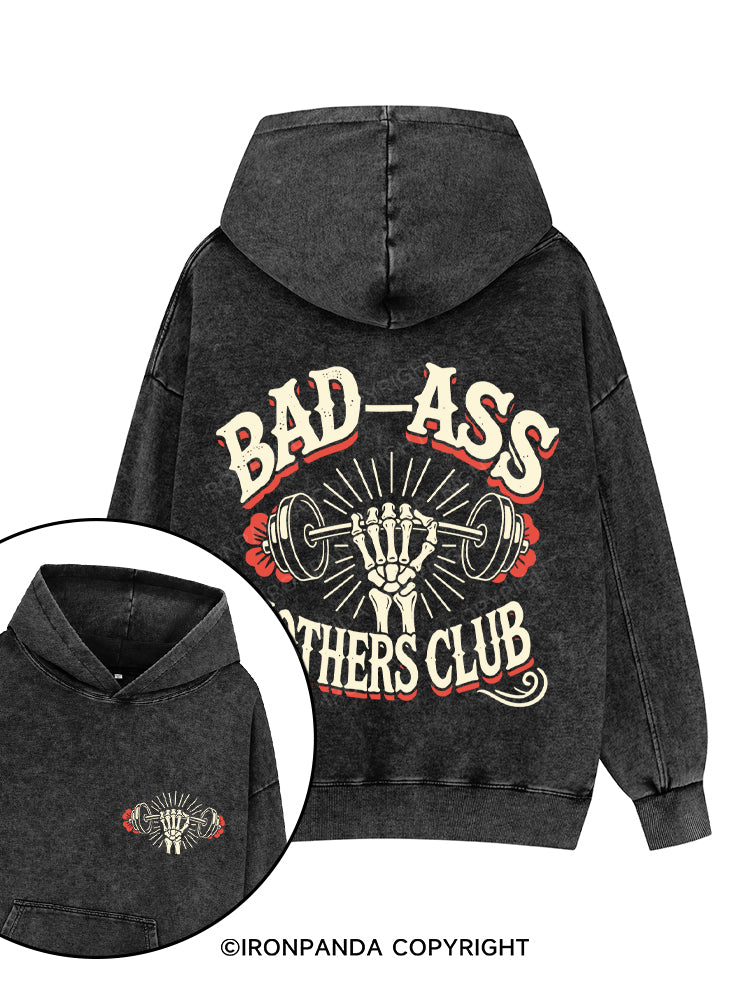 BAD-ASS MOTHERS CLUB Printed Washed Gym Hoodie