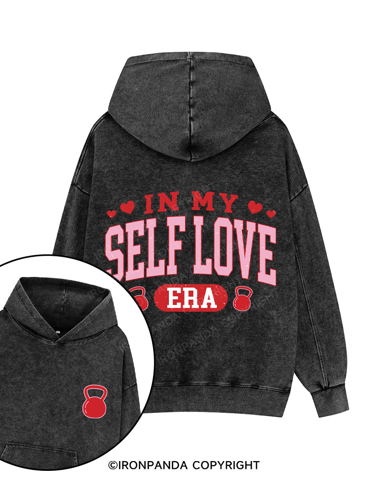 IN MY SELF LOVE ERA Printed Washed Gym Hoodie