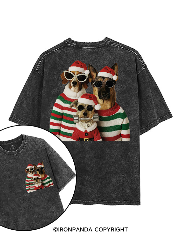 Santa’s Stylish Pups printed Gym Shirt