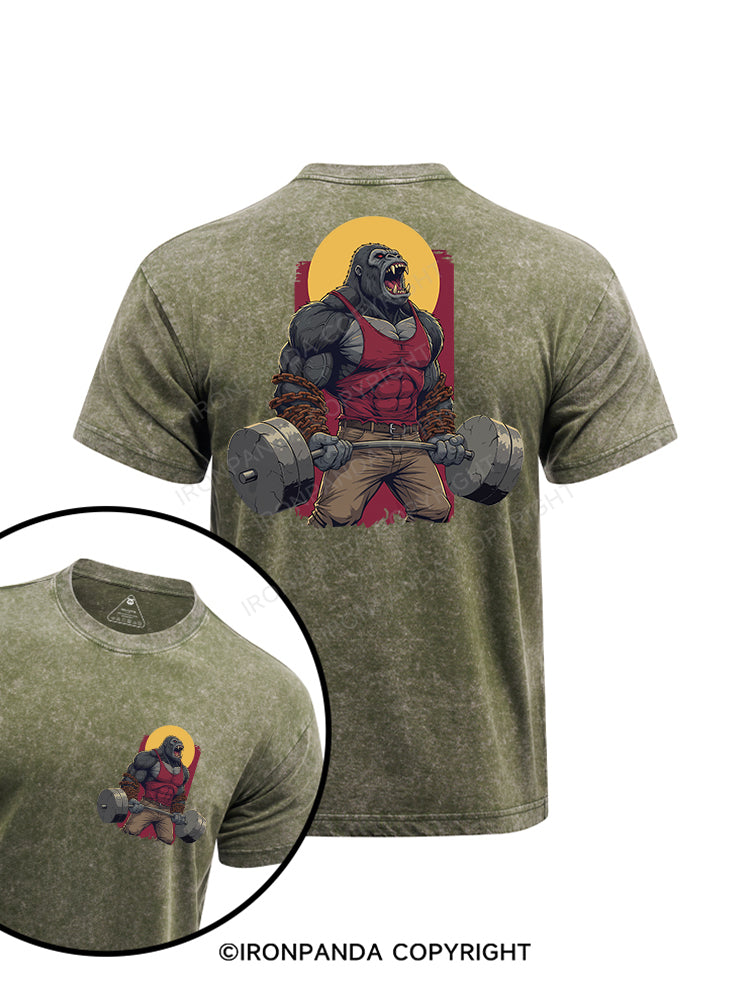 Gorilla Mode printed Washed Gym Shirt