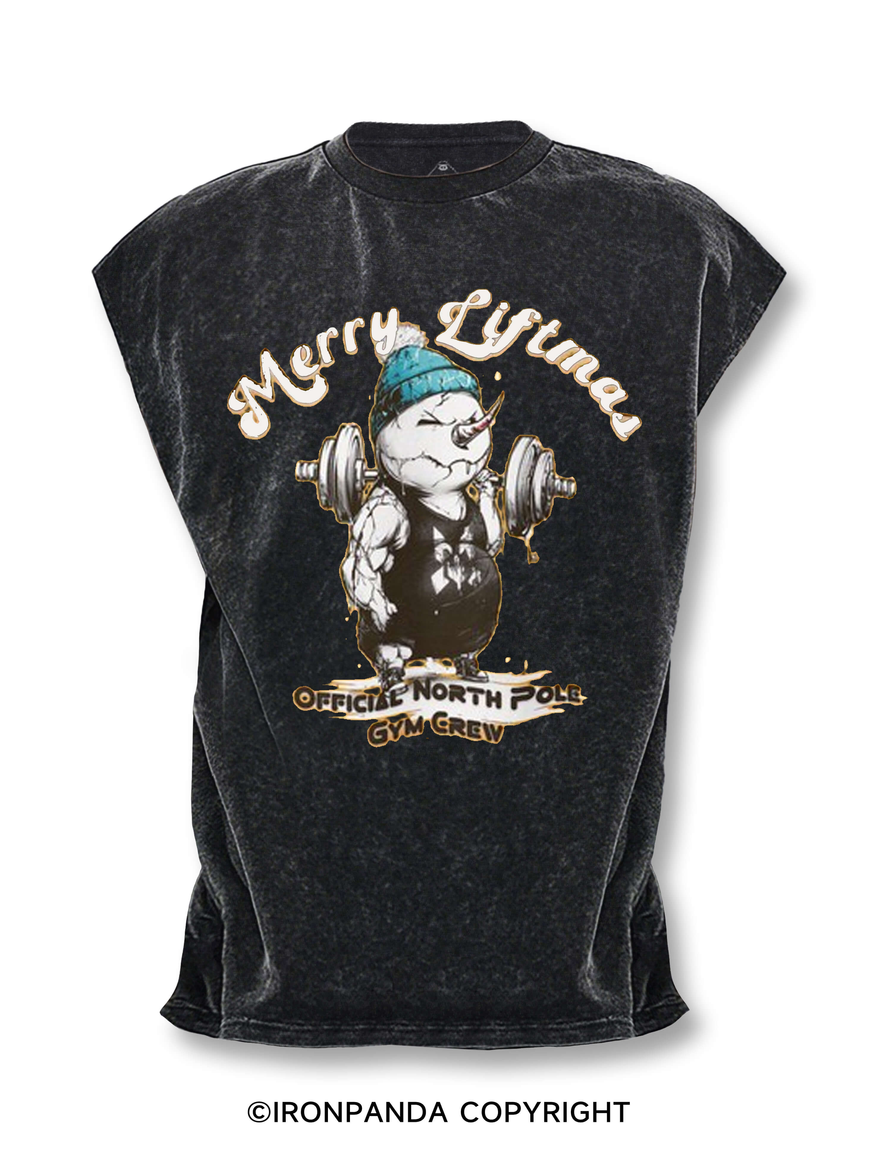 merry liftmas snowman Cut Off Tank