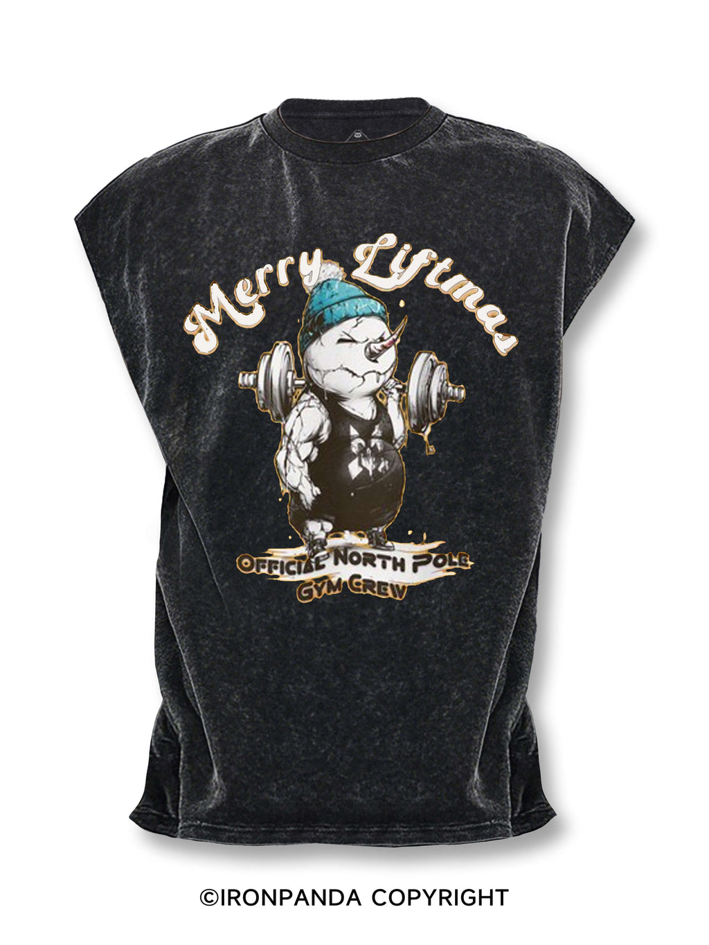 merry liftmas snowman Cut Off Tank