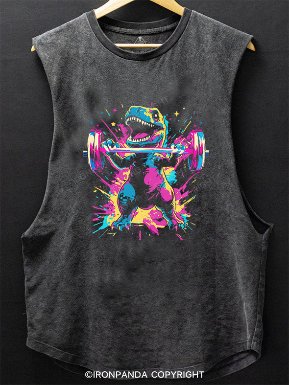 lift heavy dinosaur SCOOP BOTTOM COTTON TANK