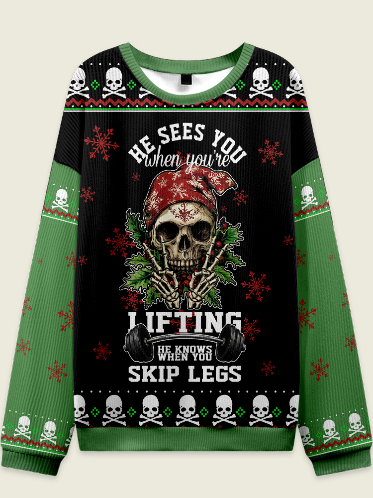 IRONPANDA skip leg day Fitness Theme Ugly Sweater
